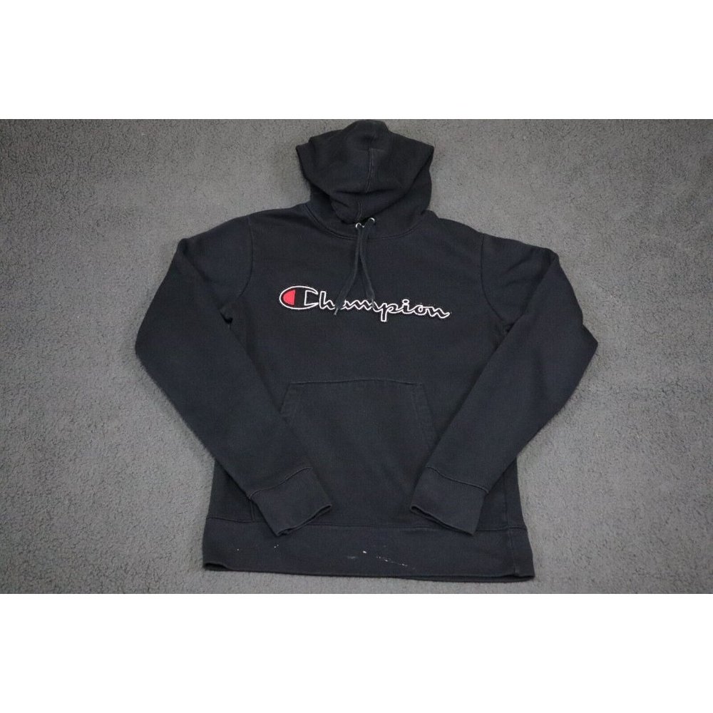 Champion Hoodie Adult Small Black Sweater Drawstring Pullover Outdoor Mens